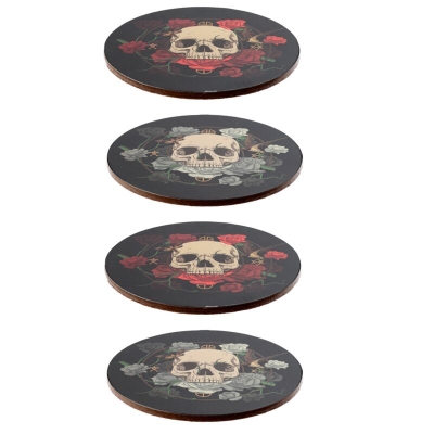 Комплект от 4 коркови подложки Skulls and Roses