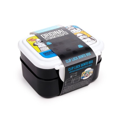 Cutie de prânz bento stivuită cu clip de blocare și tacâmuri Stormtrooper Originală