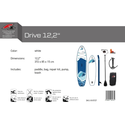 Стендъп падъл борд F2 Drive 12'2" бял