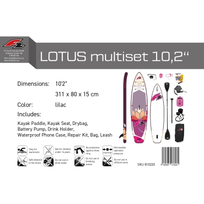 Стендъп падъл борд F2 Lotus 10'2" Multiset SUP лила