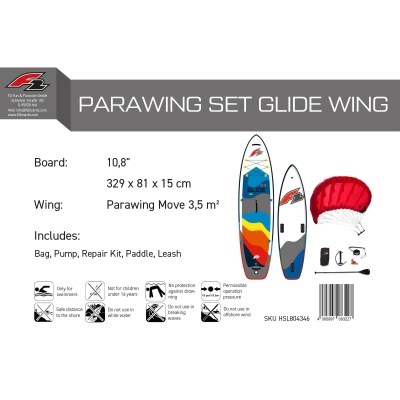 F2 Glide WS Parawing Set 10'8"/3,5m2 Grau/Rot