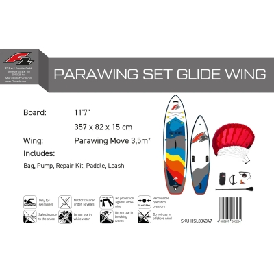 F2 Glide WS Parawing Σετ 10'8"/3 5m2 Γκρι/Κόκκινο